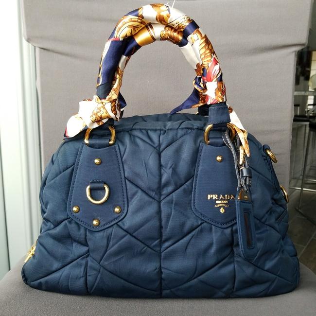 Prada Tessuto Quilted Purse Navy Nylon Satchel