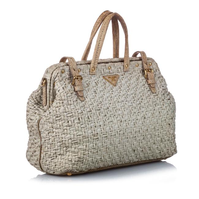 Prada Tessuto Woven Brown Leather Satchel