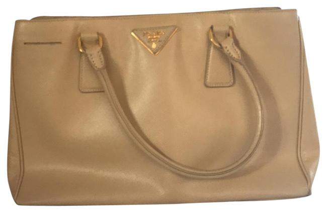 Prada Textured Saffiano Beige Leather Satchel