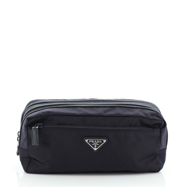 Prada Toiletry Pouch Double Zip Tessuto Medium Clutch