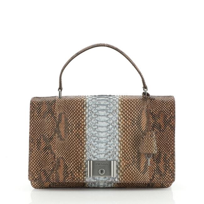 Prada Top Handle Bag Flap Python Medium Satchel