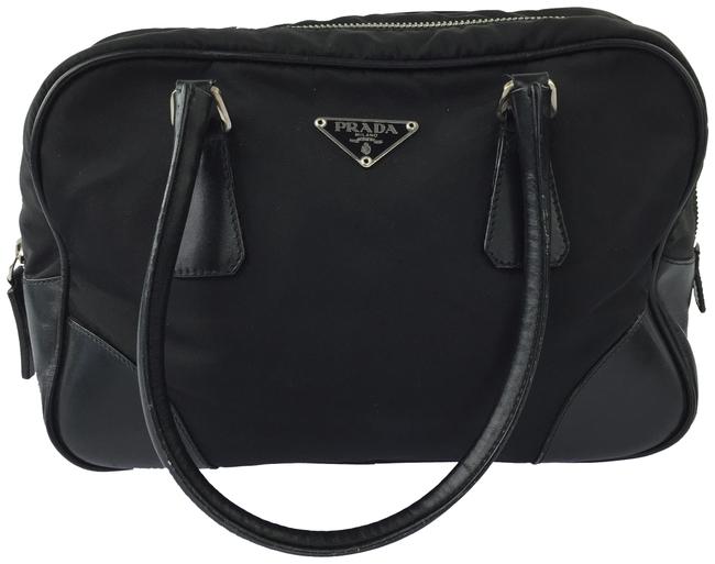 Prada Top Handle Black Canvas Satchel