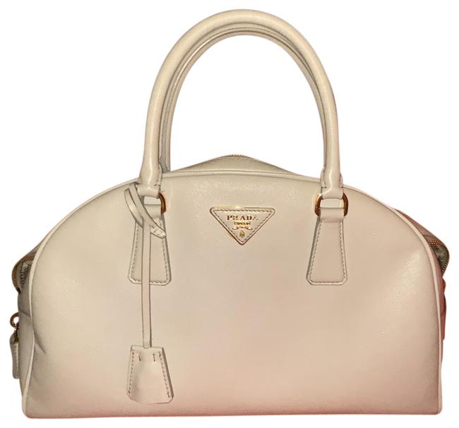 Prada Top Handle Cream Leather Satchel