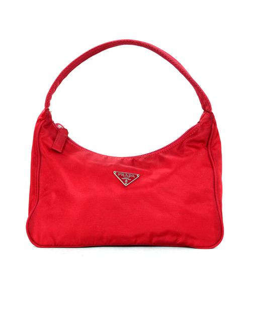 Prada Top Handle Handbag Red Nylon Hobo Bag