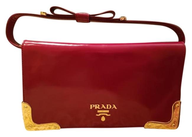 Prada Top Handle Bag Red Leather Clutch