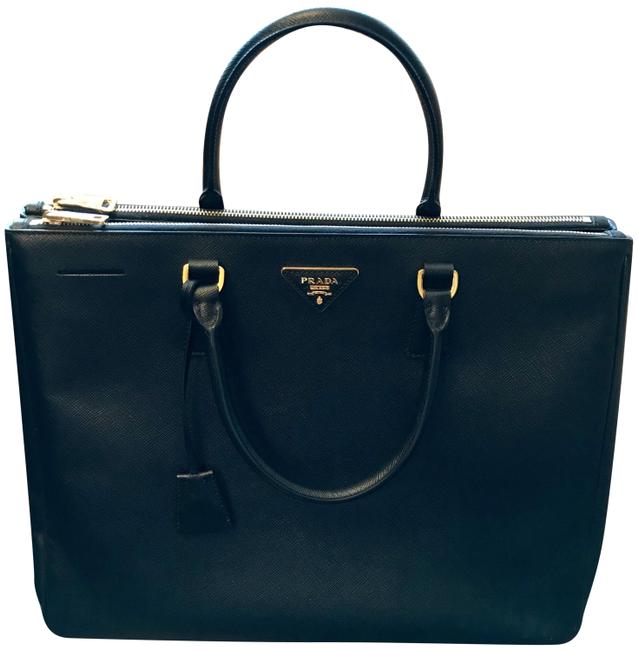 Prada Tote Bag Lux Saffiano Nero Black Leather Satchel