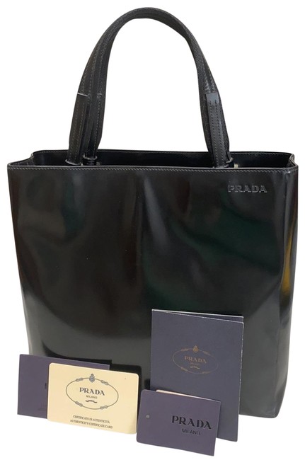 Prada Tote Bag Spazzolato Small Nero Black Leather Satchel