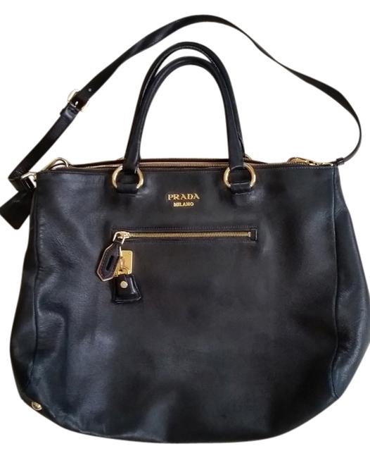 Prada Shopping Tote Br4277 Black Leather Satchel