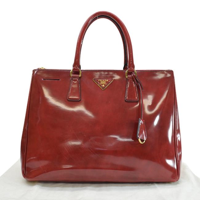 Prada Triangle Logo Handbag Ladies 51307 Red Color Patent Leather Satchel