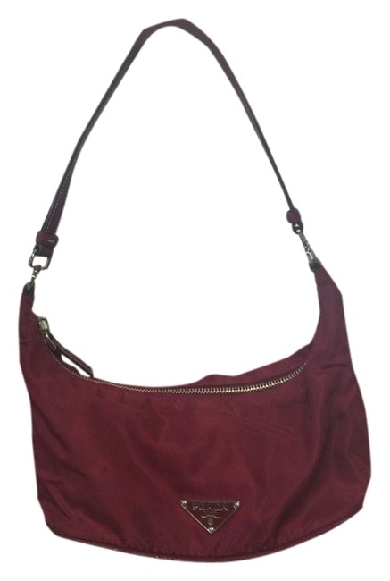 Prada Tessuto East west Dark Red Nylon Hobo Bag