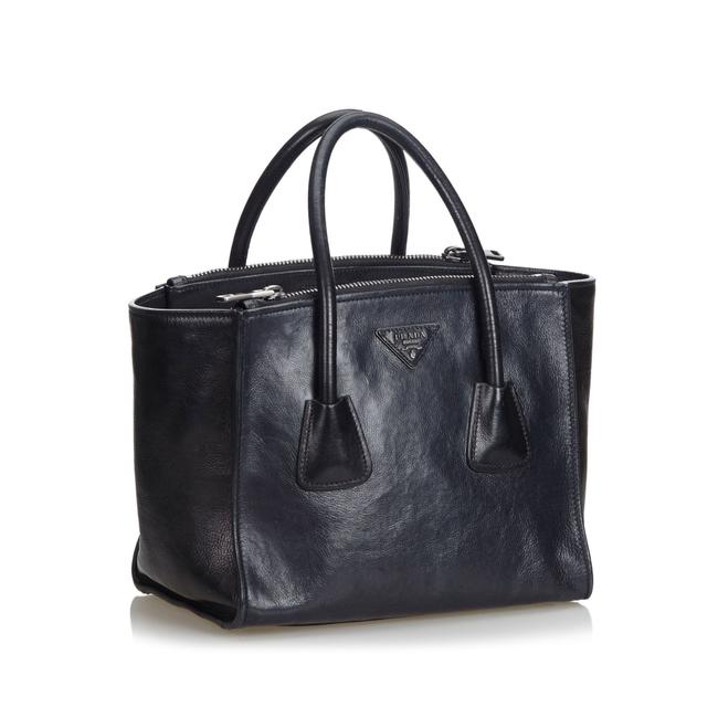 Prada Twin Pocket Tote Black Leather Satchel