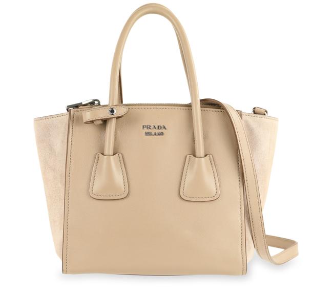 Prada Twin Scamosciato Beige Leather Satchel