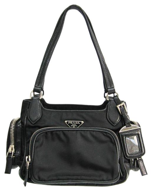 Prada Unisex Handbag Black Nylon  Leather Satchel