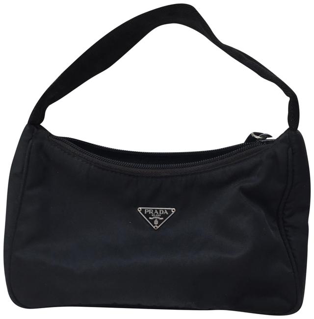 Prada Vela Mini Black Nylon Hobo Bag