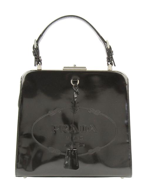 Prada Vertical Frame Doctor Black Patent Leather Satchel