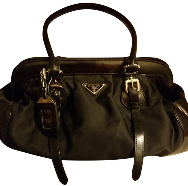 Prada Viaggio Br3508 Black NylonLeather Satchel
