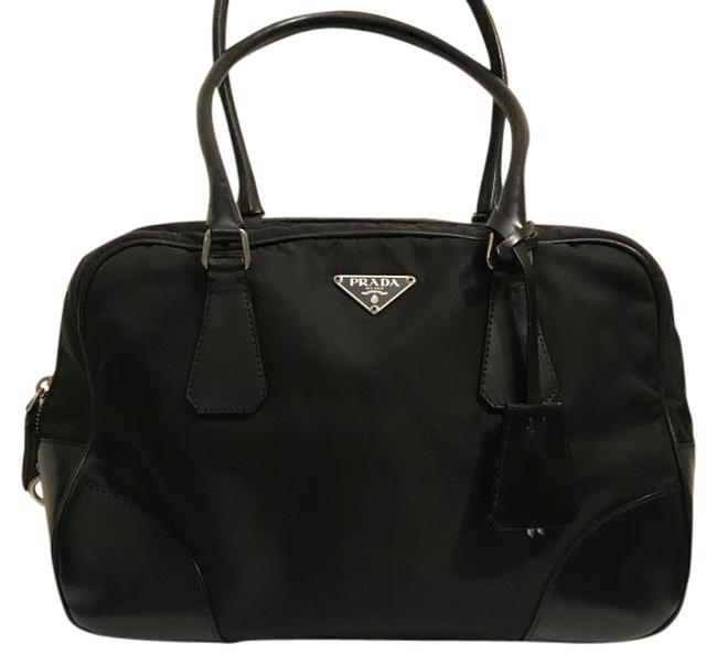 Prada Vintage Bowler Black Nylon and Leather Satchel