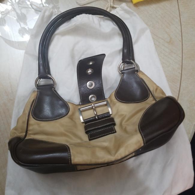 Prada Vintage Purse Beige and Brown Vinyl Satchel