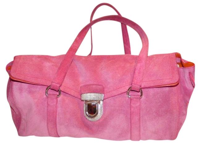 Prada Vintage PursesDesigner Purses Pink Suede and Orange Leather Satchel