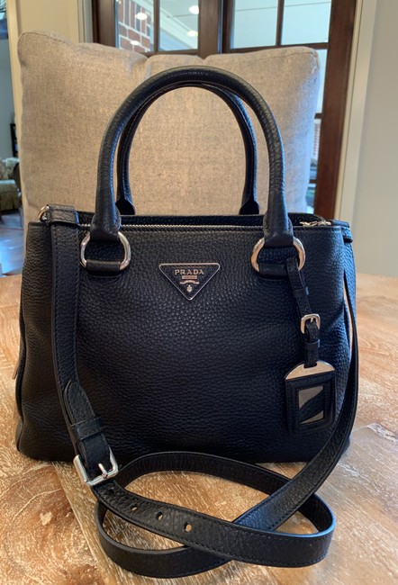 Prada Vit. Daino Black Grain Leather Satchel