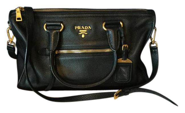 Prada Vitelli Danilo Pebbled Leather Satchel