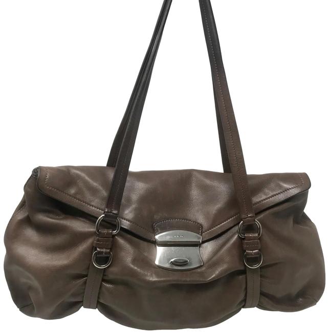 Prada Vitello Belt Easy Brown Nappa Leather Satchel