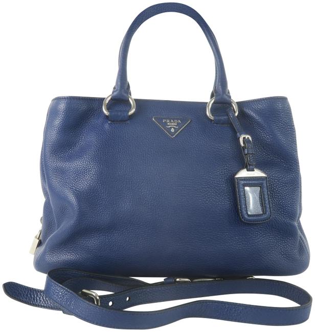 Prada Vitello Blue Calfskin Leather Satchel
