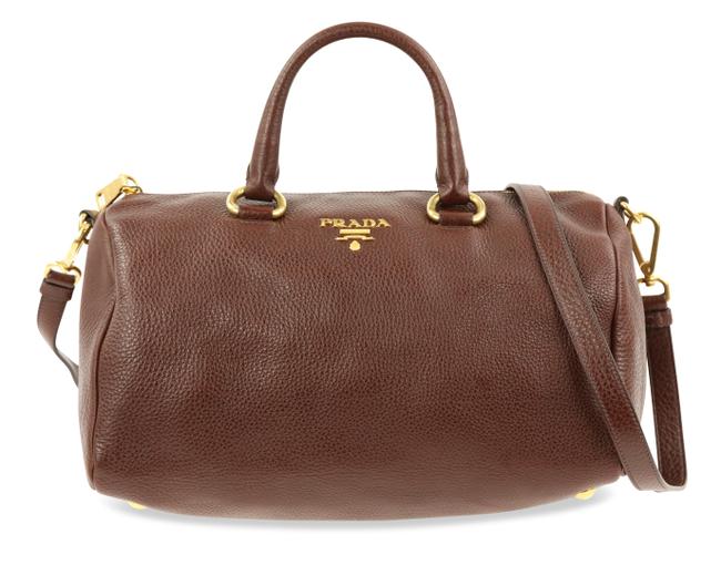 Prada Vitello Daino Brown Leather Satchel