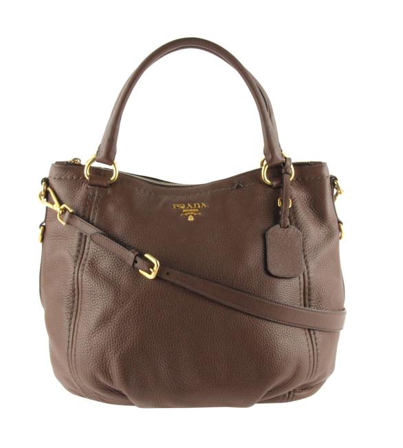 Prada Vitello Daino Bruciato Brown Calfskin Leather Satchel