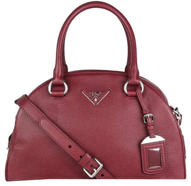 Prada Vitello Daino Dome Red Leather Satchel