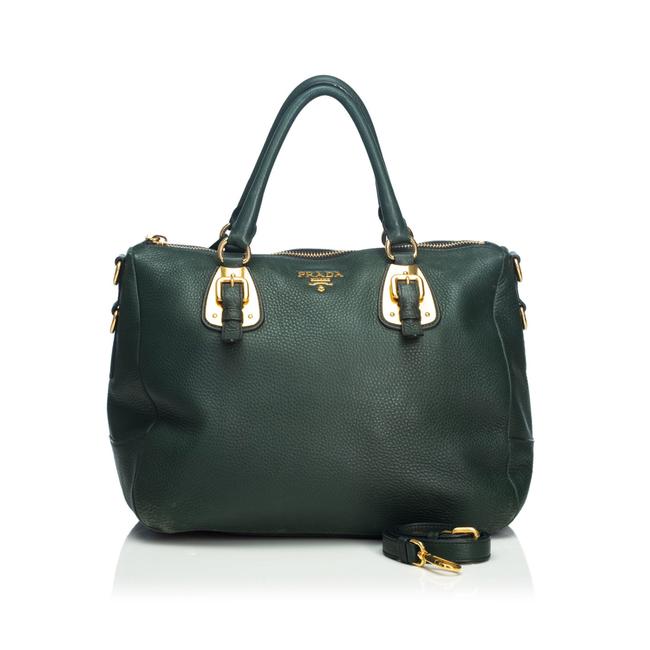 Prada Vitello Daino Green Leather Satchel