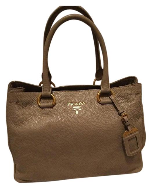 Prada Vitello Daino Grey Pebble Leather Satchel