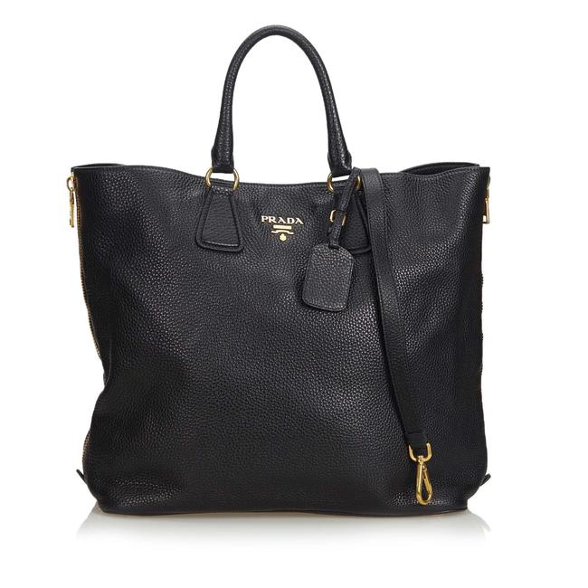 Prada Vitello Daino Italy Black Leather Satchel