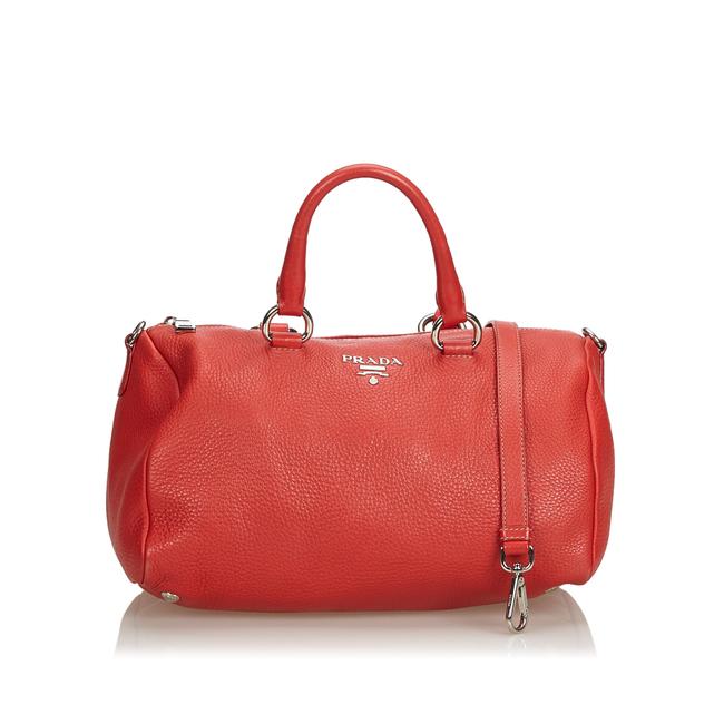 Prada Vitello Daino Italy Small Red Leather Satchel