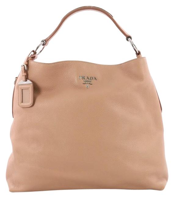 Prada Vitello Daino Medium Pink Leather Hobo Bag