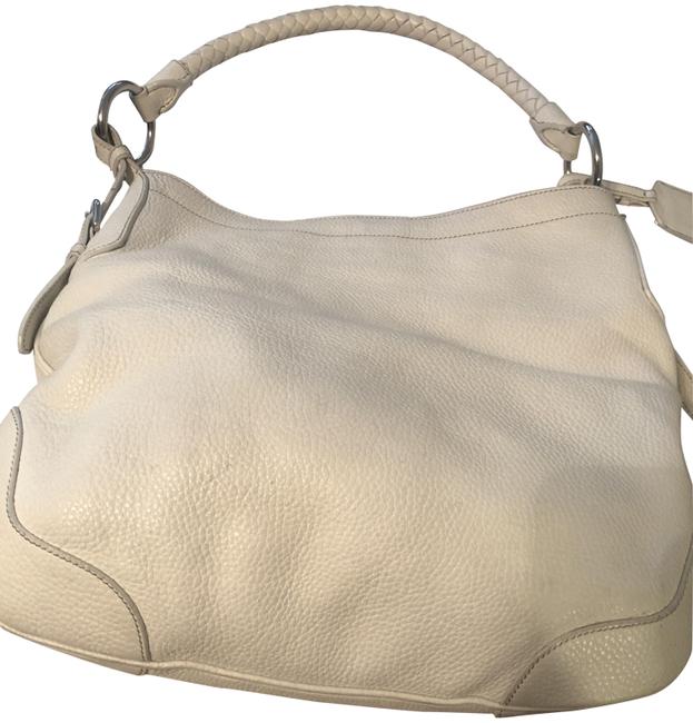 Prada Vitello Daino Pebbled Bianco Leather Hobo Bag
