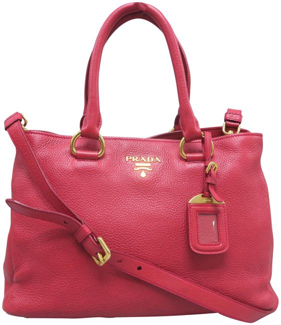 Prada Vitello Daino Red Calfskin Leather Satchel