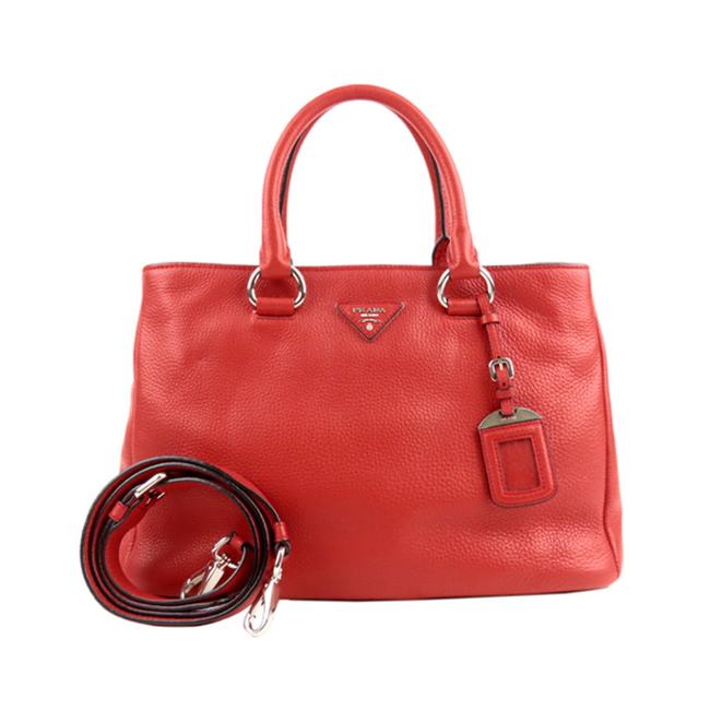 Prada Vitello Daino Red Leather Satchel