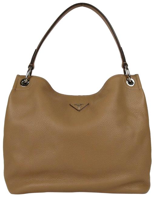 Prada Vitello Daino Sacca 1bc124 Tan Leather Hobo Bag