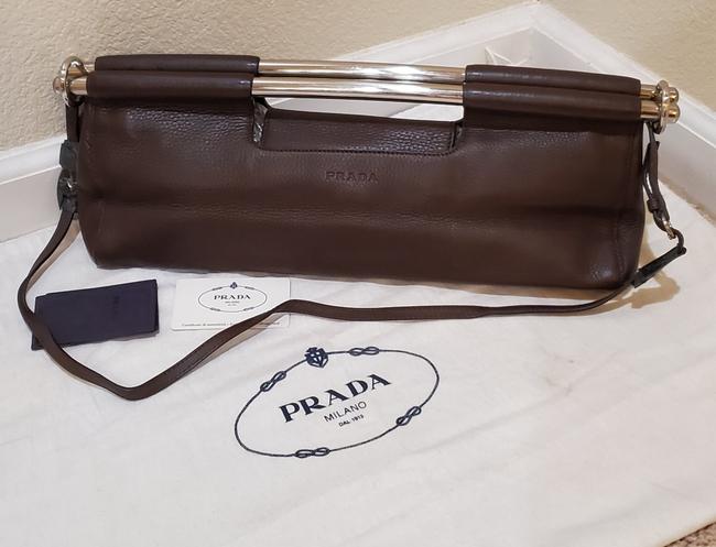 Prada Vitello Daino Shoulder Bag Bn 0905 Caffe Brown Leather Clutch