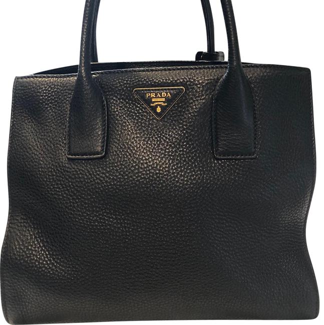 Prada Vitello Daino Tote Bag Black Leather Satchel