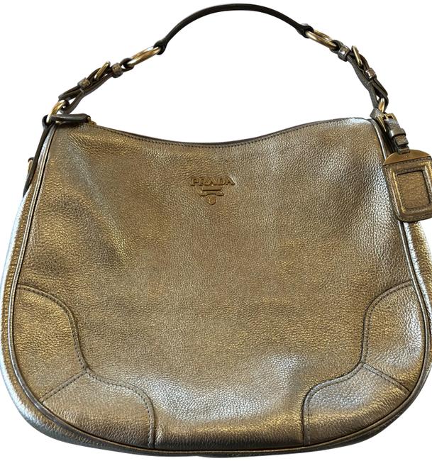 Prada Daino Vitello Gold Leather Hobo Bag