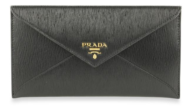 Prada Vitello Move Envelope Nero Black Leather Clutch