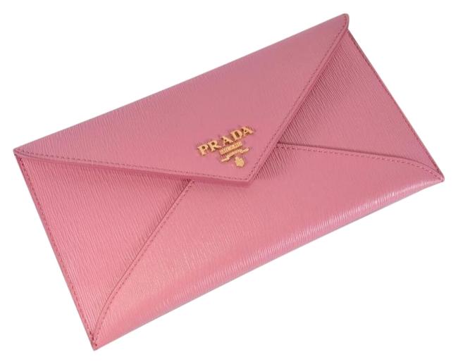 Prada Vitello Move Envelope Pink Leather Clutch