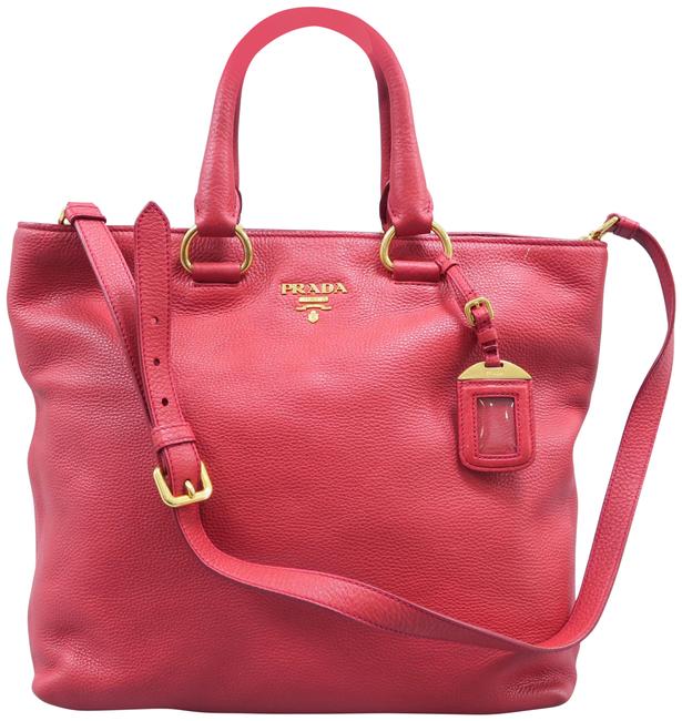 Prada Phenix Vitello Red Calfskin Leather Satchel