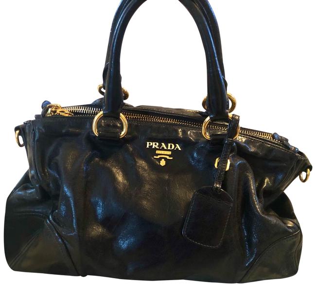 Prada Vitello Shine Black Leather Satchel