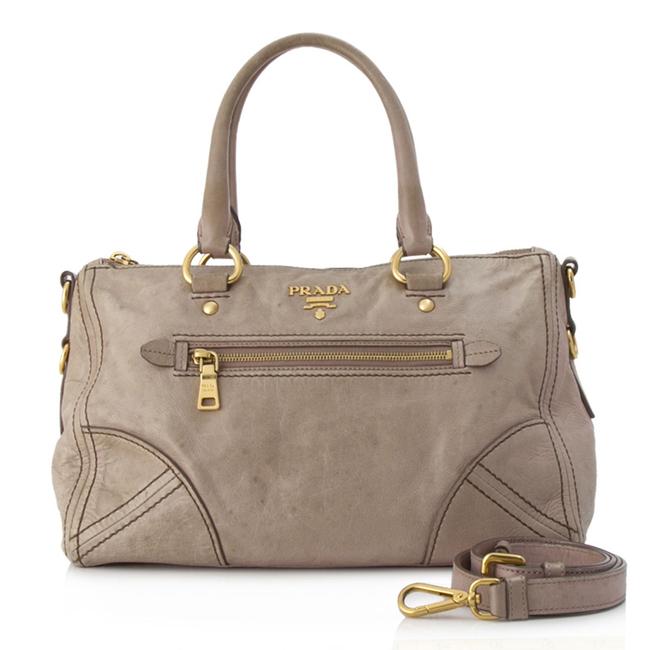 Prada Vitello Shine Brown Leather Satchel