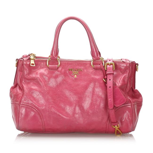 Prada Vitello Shine Pink Patent Leather Satchel
