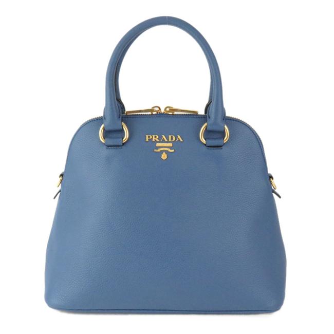 Prada Vittelo Daino Blue Leather Satchel