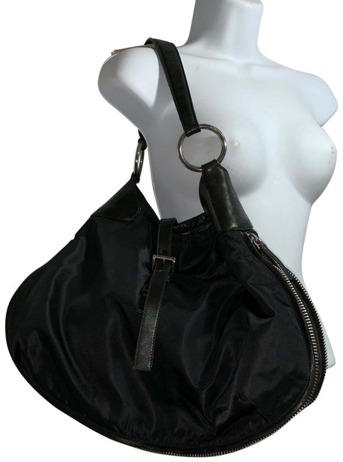 Prada W Calfskin Leather WSaddle Leather Strap Hobo Bag